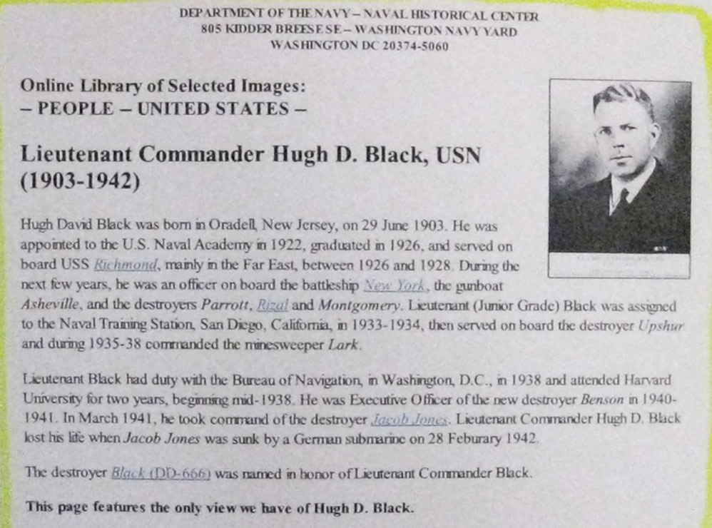 Naval Historical Center Hugh Black